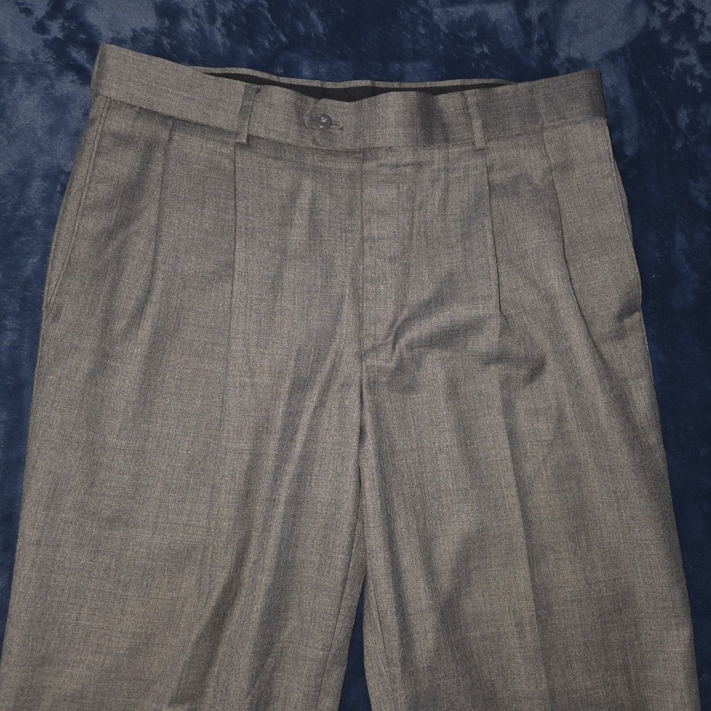 Stafford Dressy Pants Mens 36X30 Gray Pleated Cuffed Formal Business Office